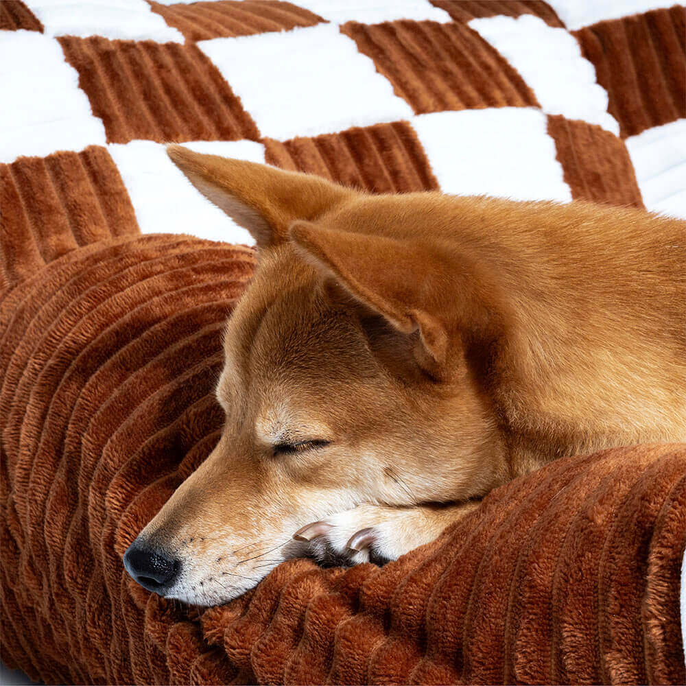 Chessboard Chic Meets Joint Support – Roomy Dog Sofa & Bed