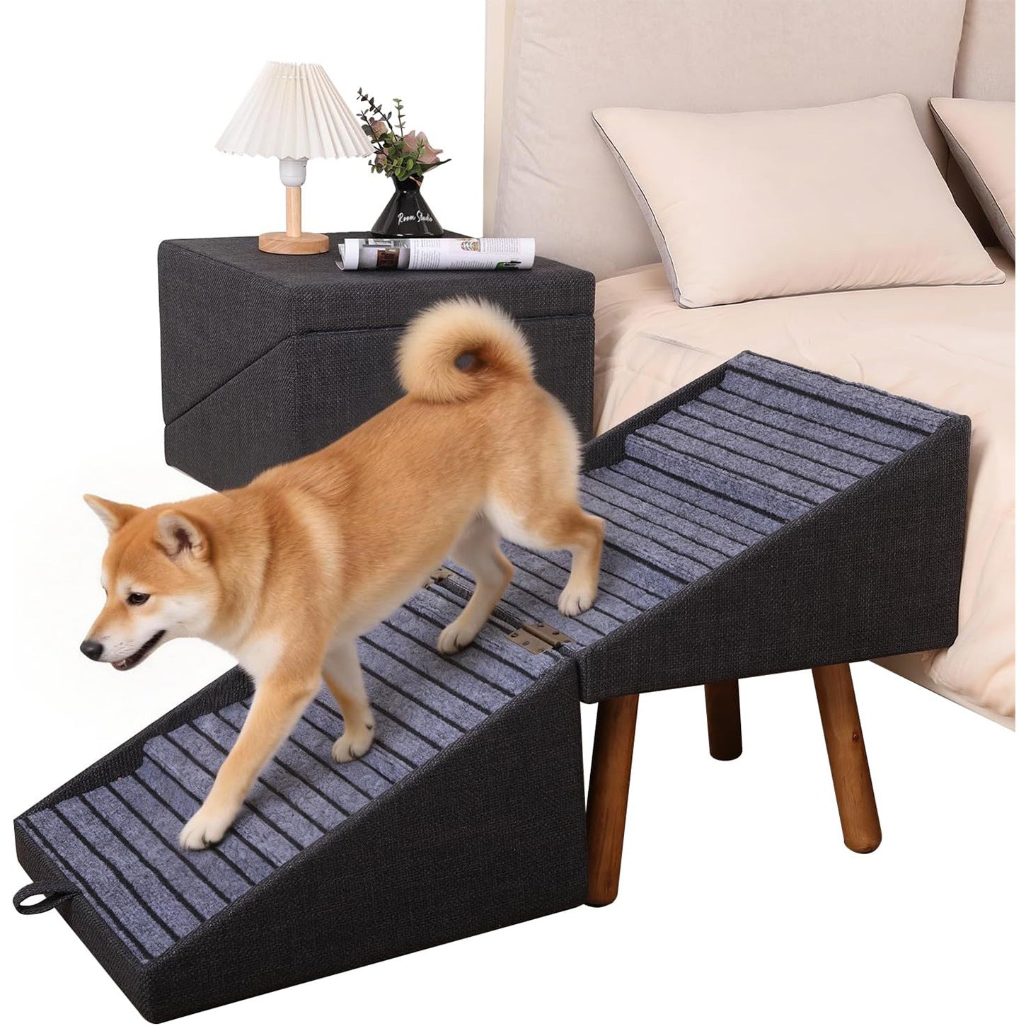 Foldable 4-Step Dog Stairs & Ramp for Couch and Bed