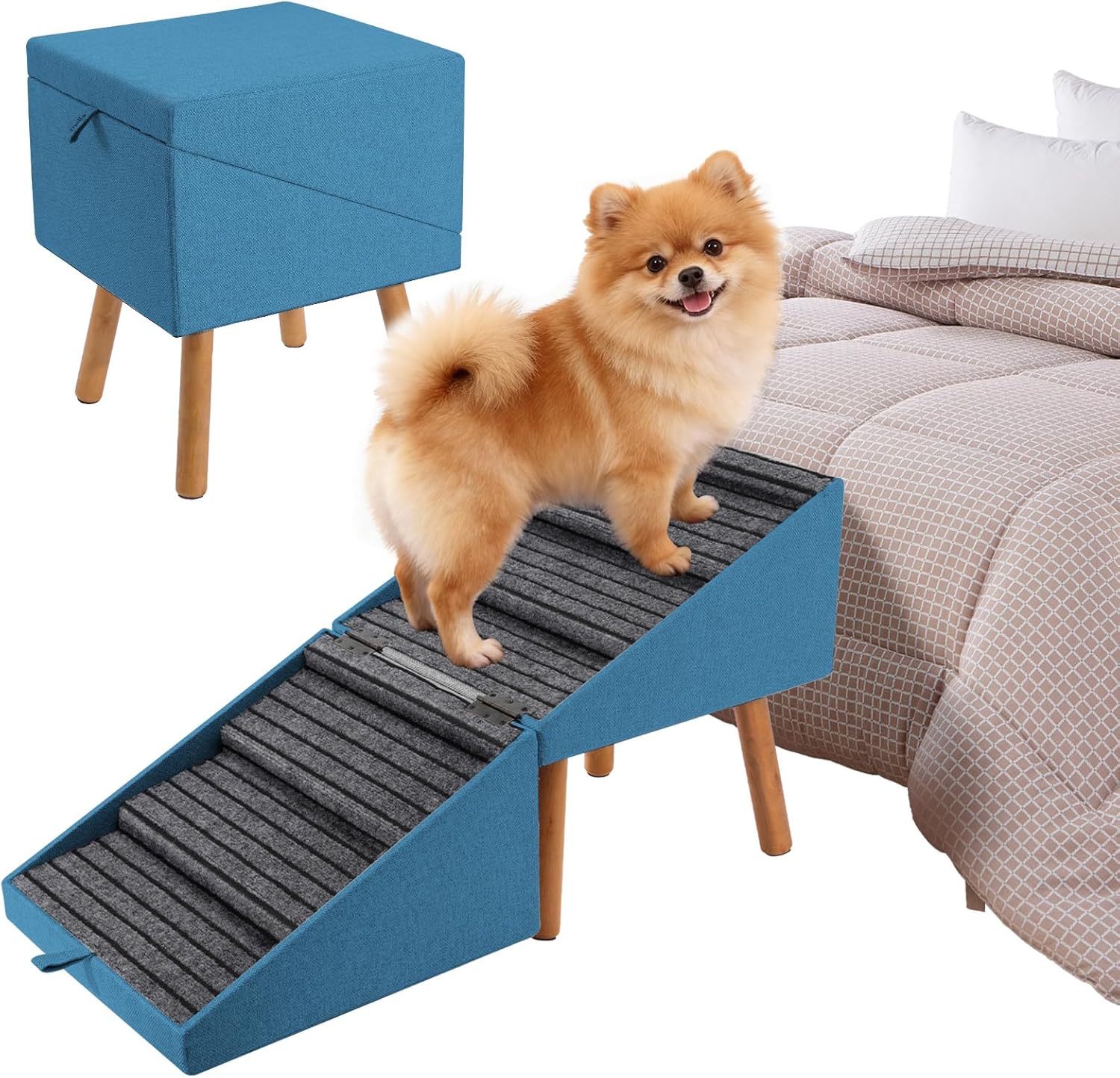 Foldable 4-Step Dog Stairs & Ramp for Couch and Bed