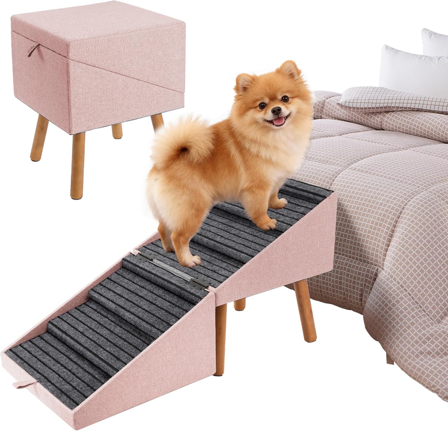 Foldable 4-Step Dog Stairs & Ramp for Couch and Bed