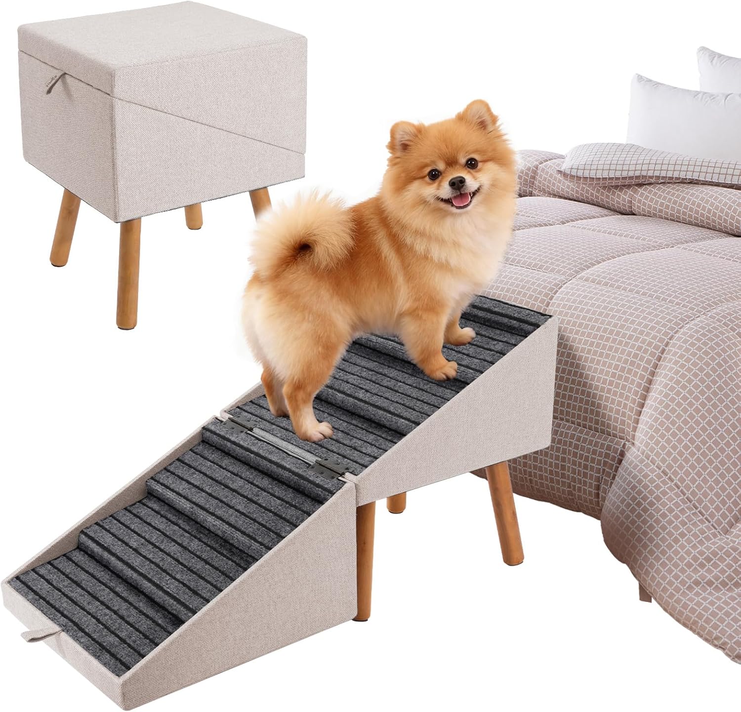Foldable 4-Step Dog Stairs & Ramp for Couch and Bed