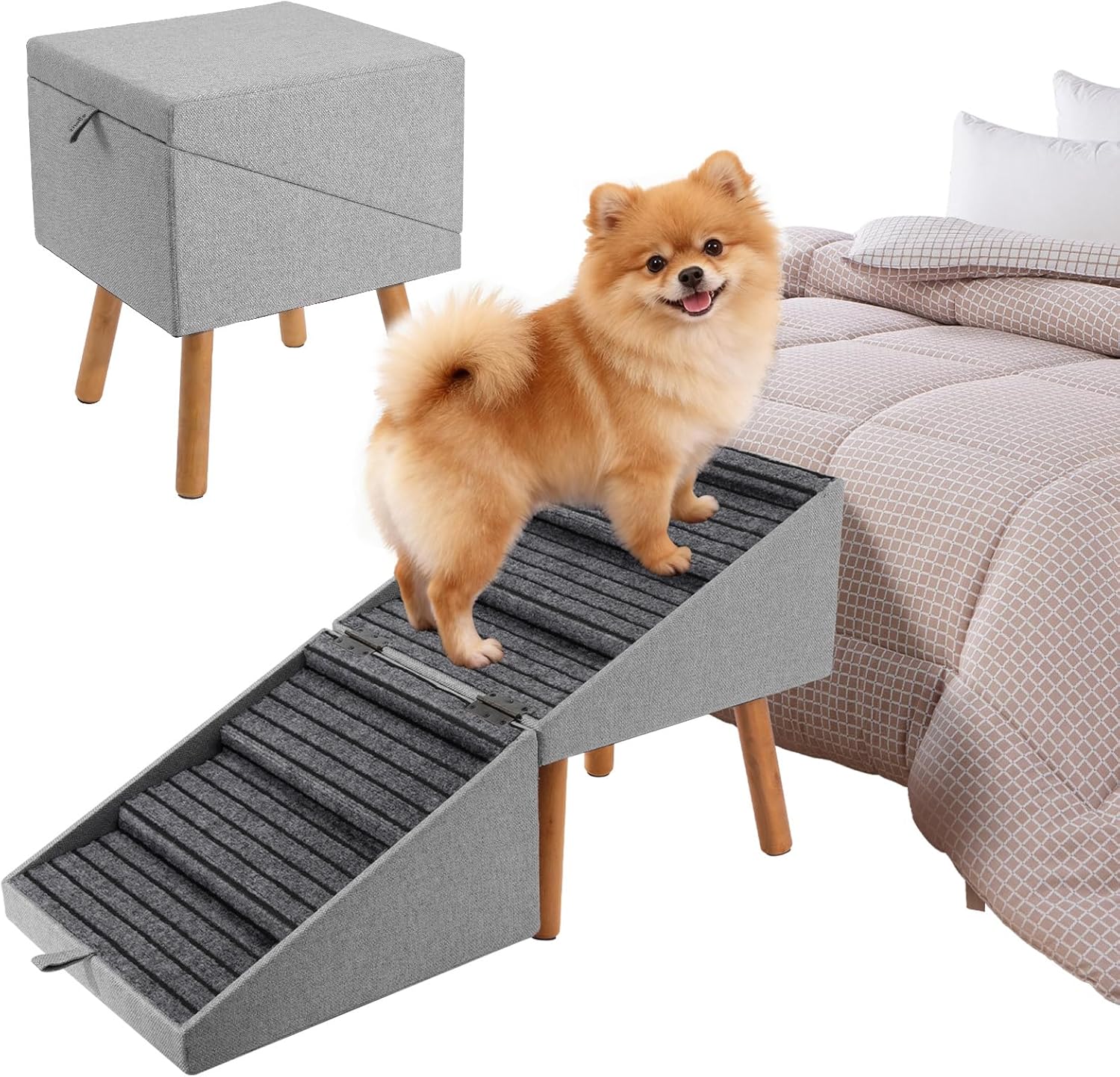Foldable 4-Step Dog Stairs & Ramp for Couch and Bed