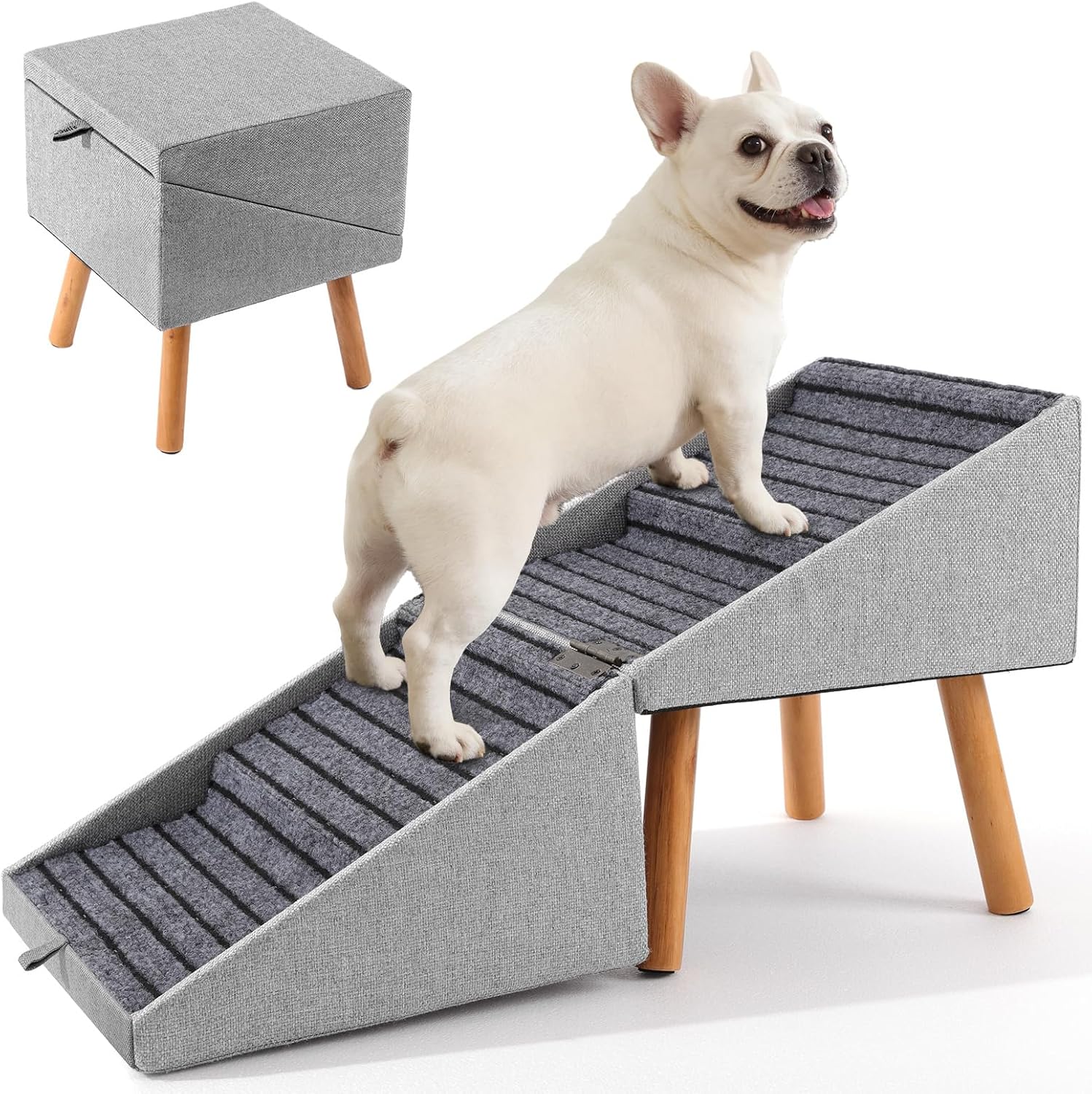Foldable 4-Step Dog Stairs & Ramp for Couch and Bed