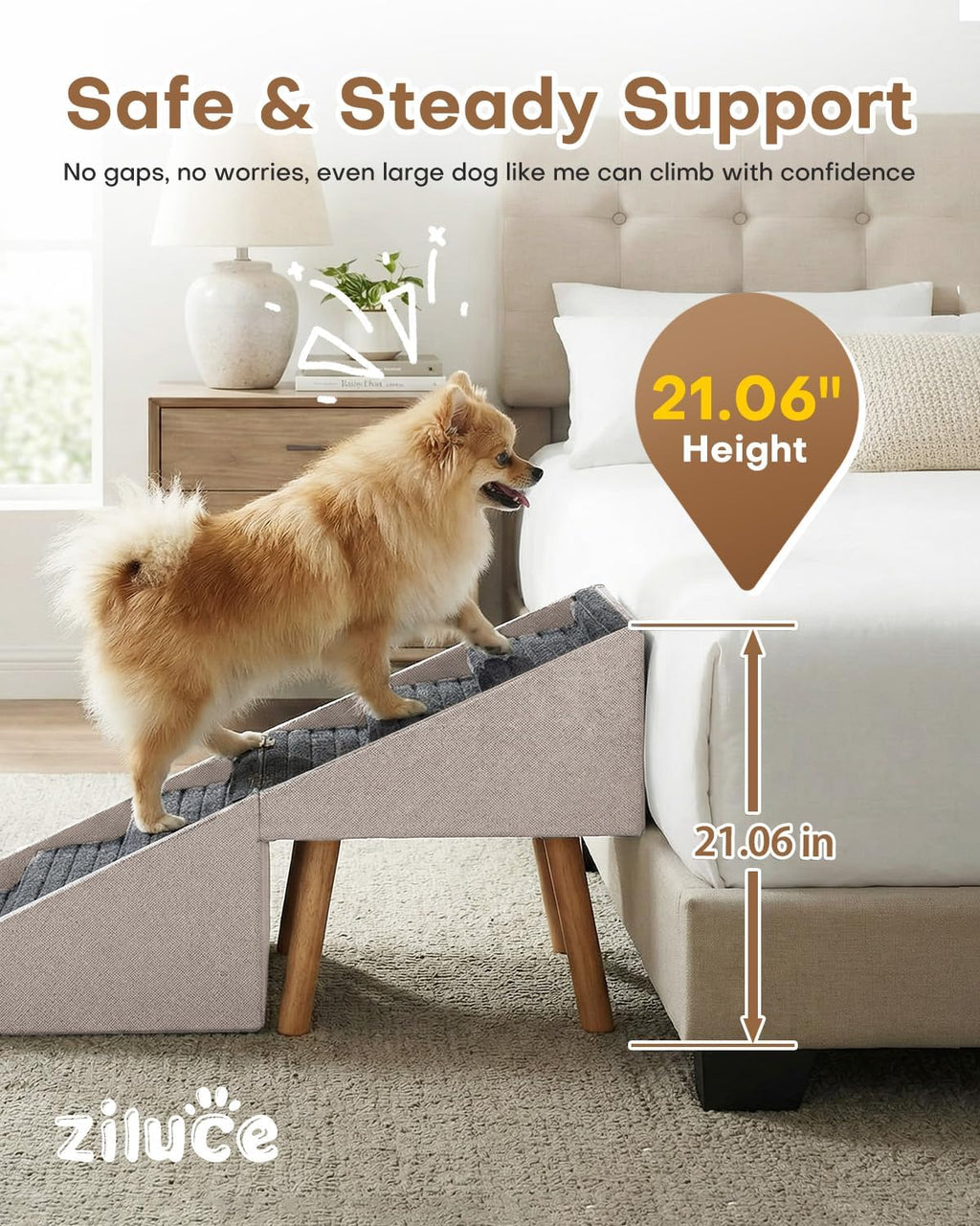 Foldable 4-Step Dog Stairs & Ramp for Couch and Bed