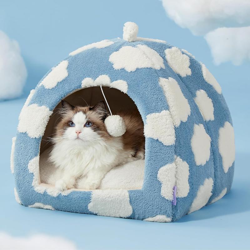 2-in-1 Plush Cat Cave Bed with Washable Cushion — Cozy Comfort Your Cat Will Love