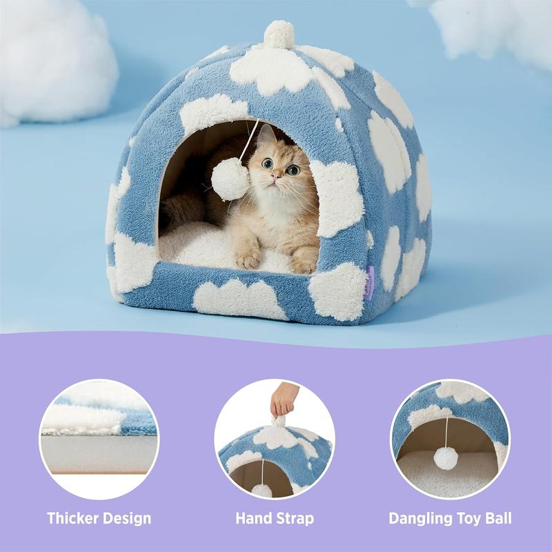 2-in-1 Plush Cat Cave Bed with Washable Cushion — Cozy Comfort Your Cat Will Love