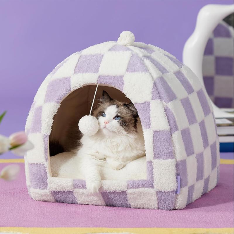 2-in-1 Plush Cat Cave Bed with Washable Cushion — Cozy Comfort Your Cat Will Love