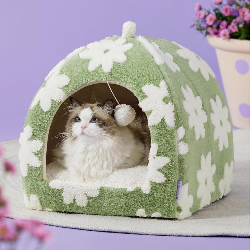 2-in-1 Plush Cat Cave Bed with Washable Cushion — Cozy Comfort Your Cat Will Love